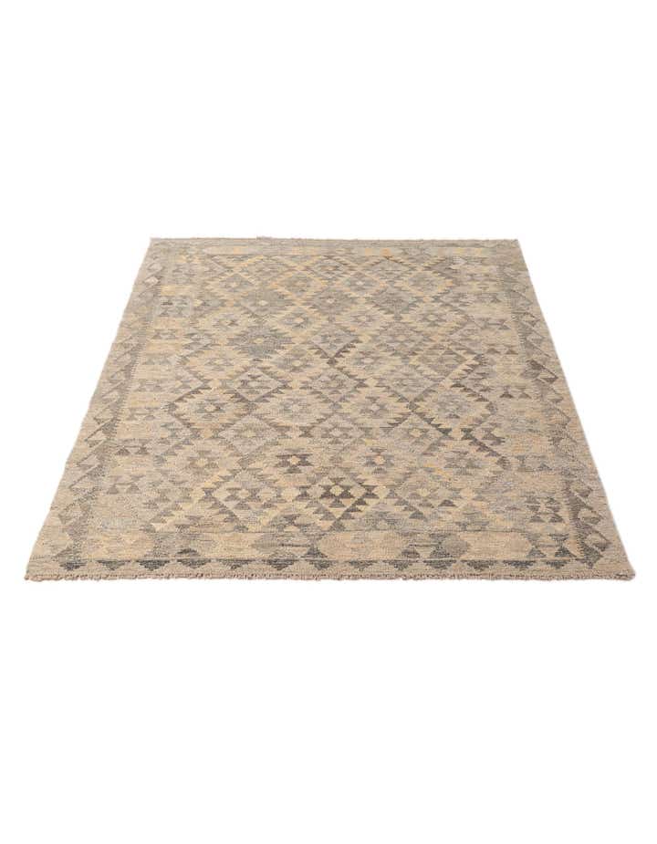 5' x 6' 6 Hand Woven Kilim Maymana Wool Rug