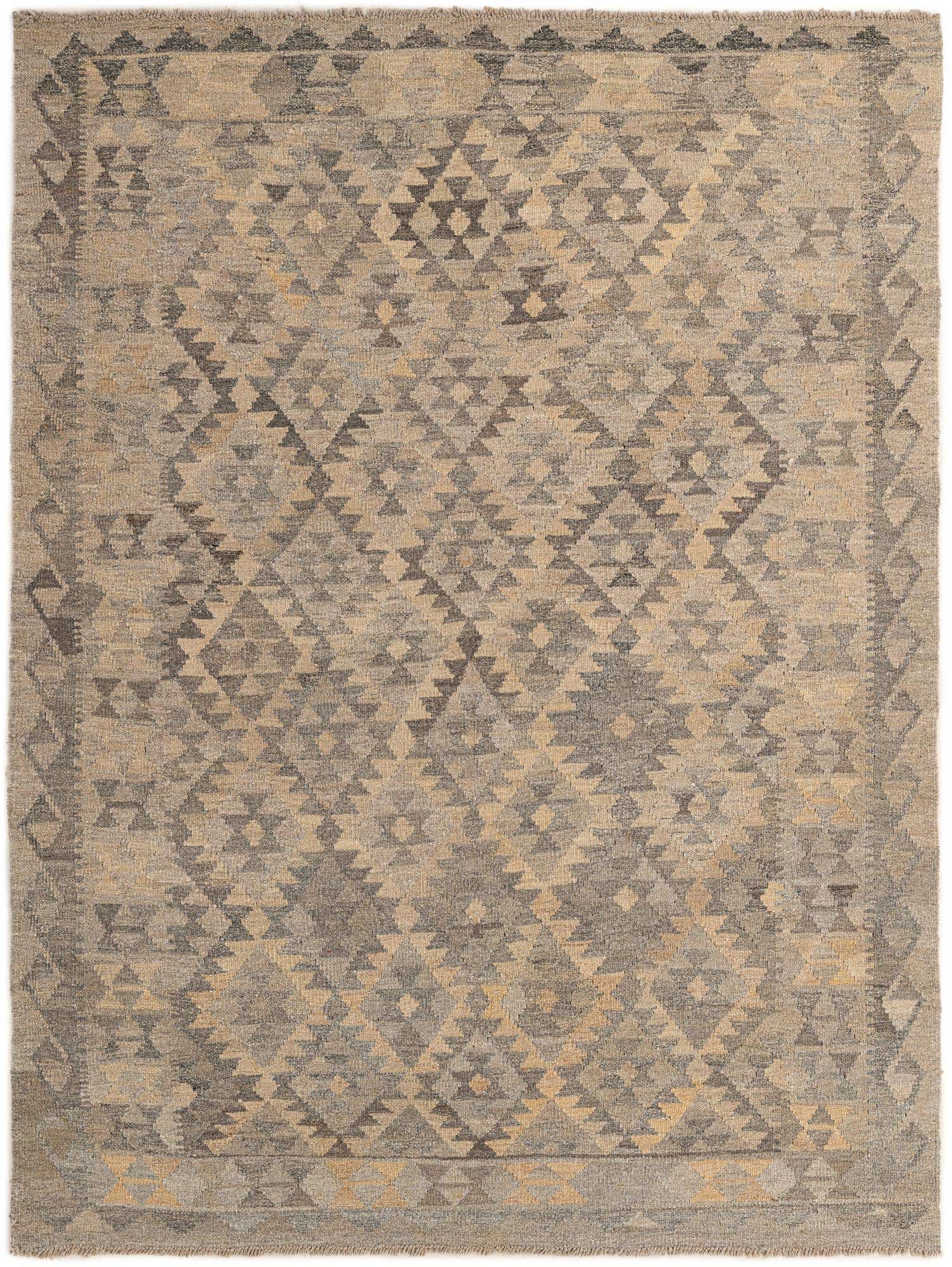 5' x 6' 6 Hand Woven Kilim Maymana Wool Rug