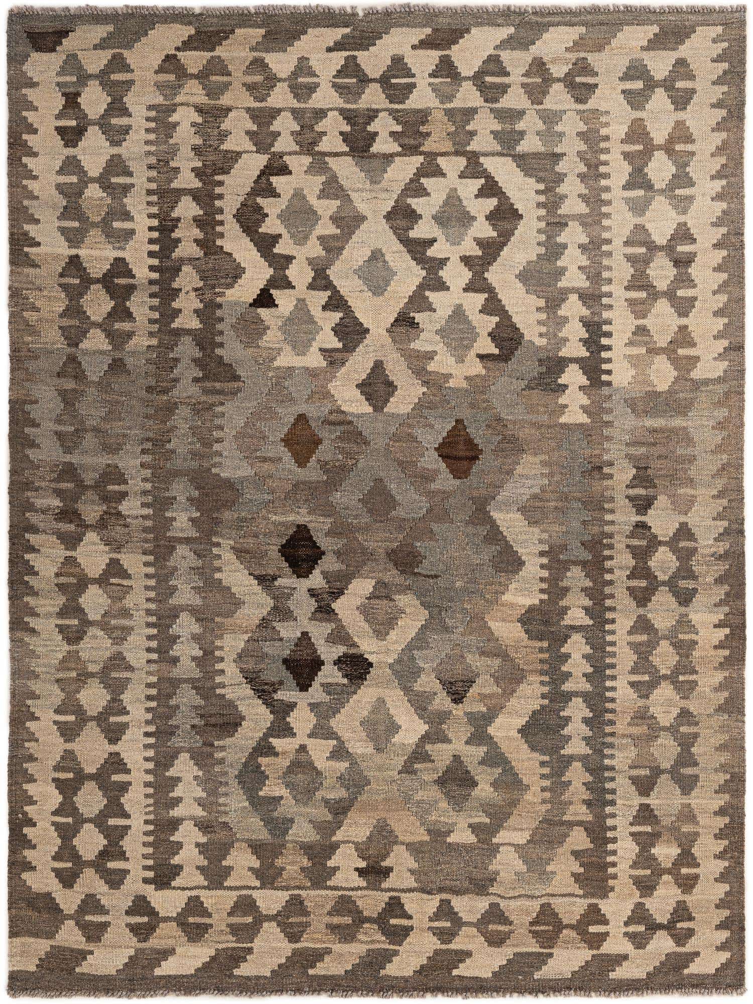5' x 6' 7 Hand Woven Kilim Maymana Wool Rug