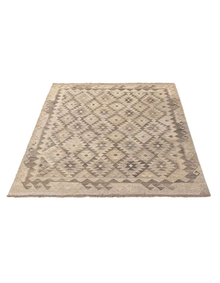 4' 11 x 6' 7 Hand Woven Kilim Maymana Wool Rug