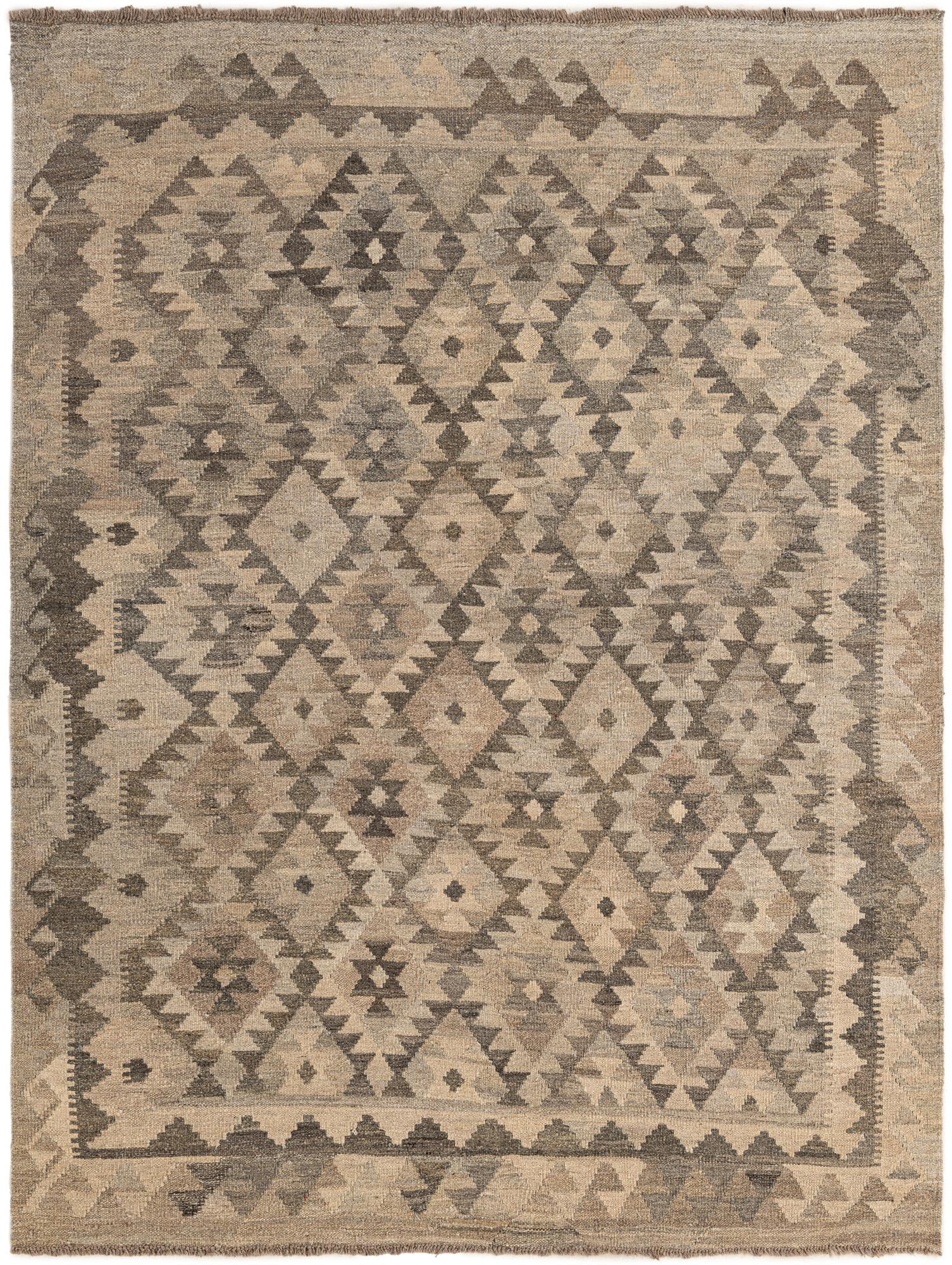 4' 11 x 6' 7 Hand Woven Kilim Maymana Wool Rug