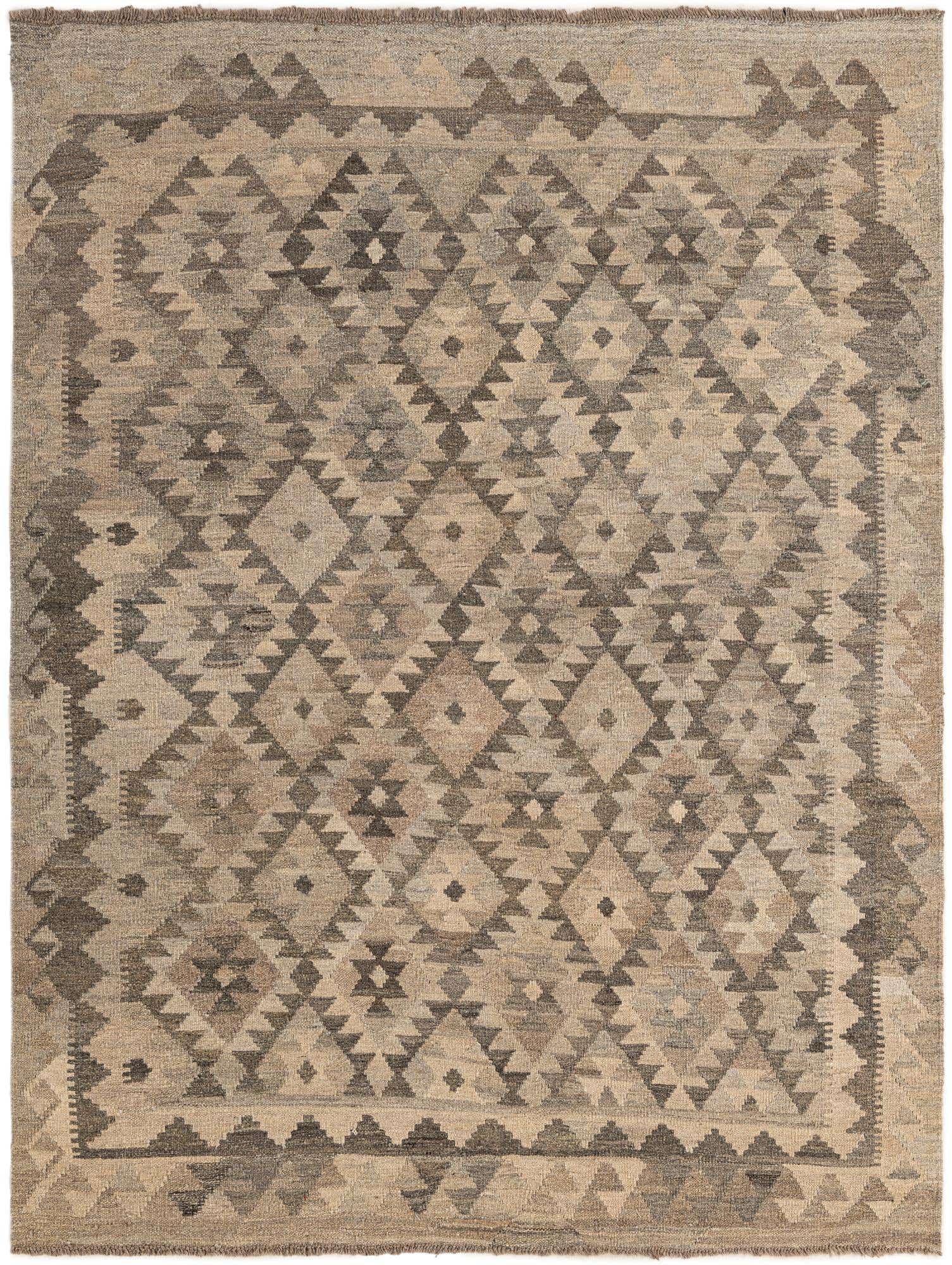 4' 11 x 6' 7 Hand Woven Kilim Maymana Wool Rug