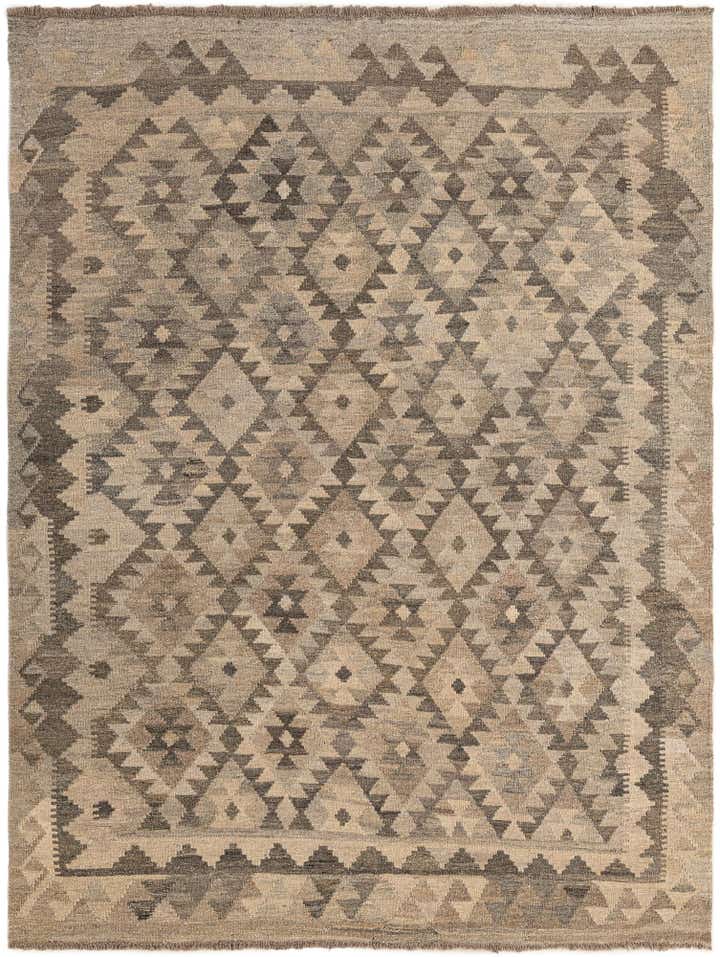 4' 11 x 6' 7 Hand Woven Kilim Maymana Wool Rug