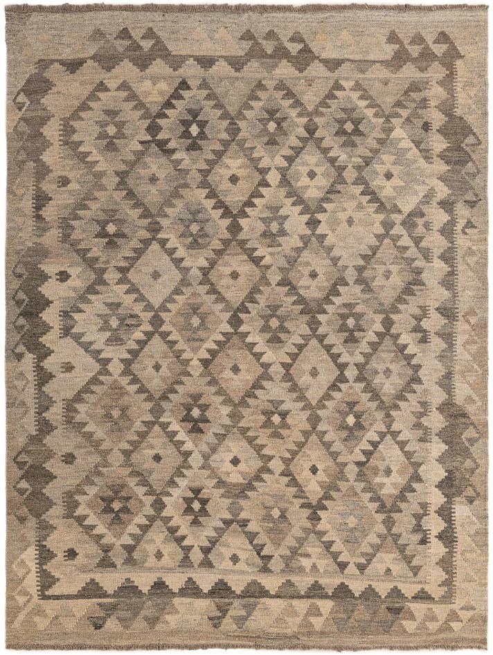 Detail image of 4' 11 x 6' 7 Hand Woven Kilim Maymana Wool Rug