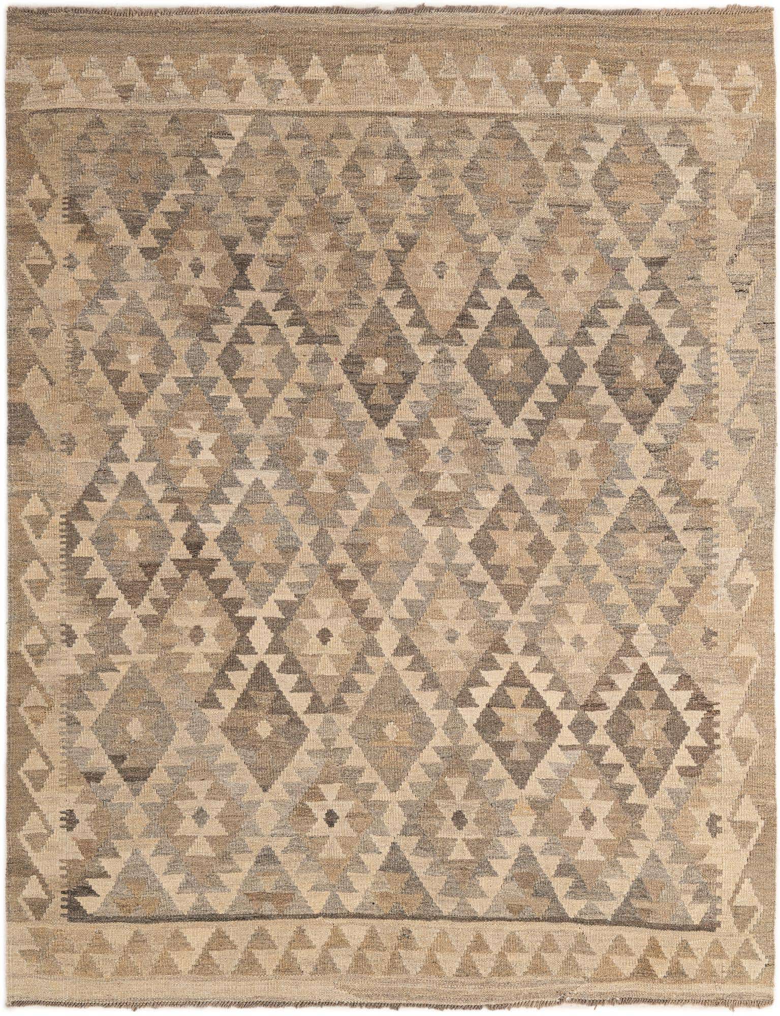 5' 2 x 6' 7 Hand Woven Kilim Maymana Wool Rug