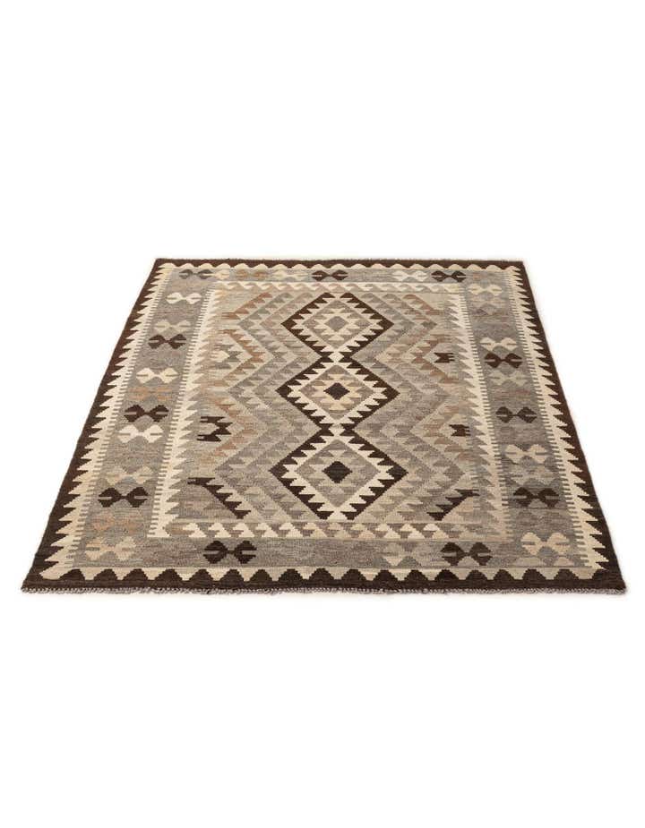 5' x 6' 4 Hand Woven Kilim Maymana Wool Rug