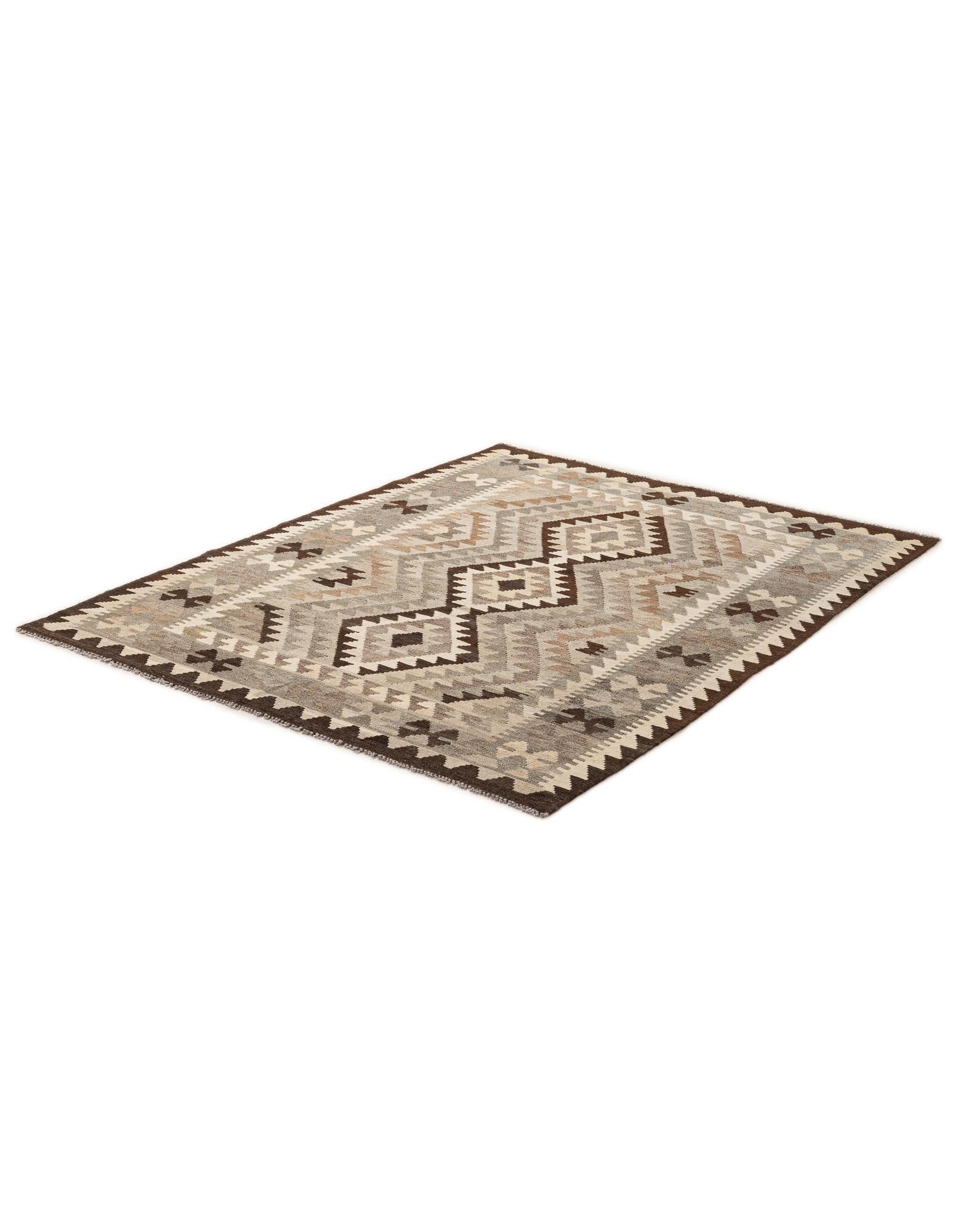 5' x 6' 4 Hand Woven Kilim Maymana Wool Rug