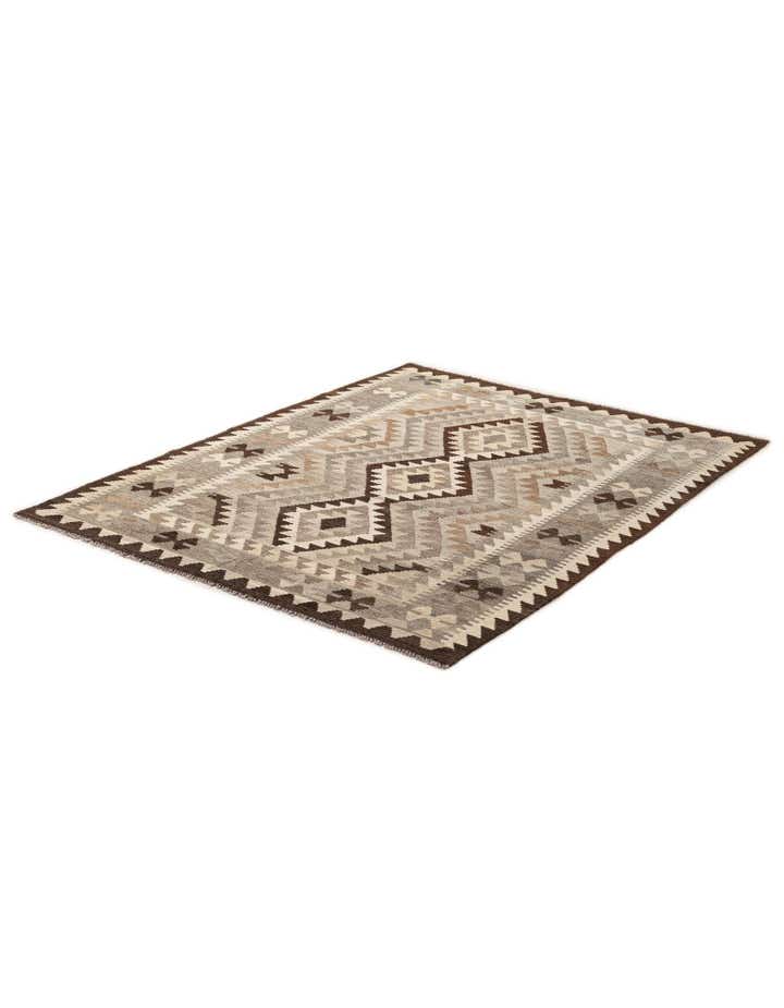 5' x 6' 4 Hand Woven Kilim Maymana Wool Rug