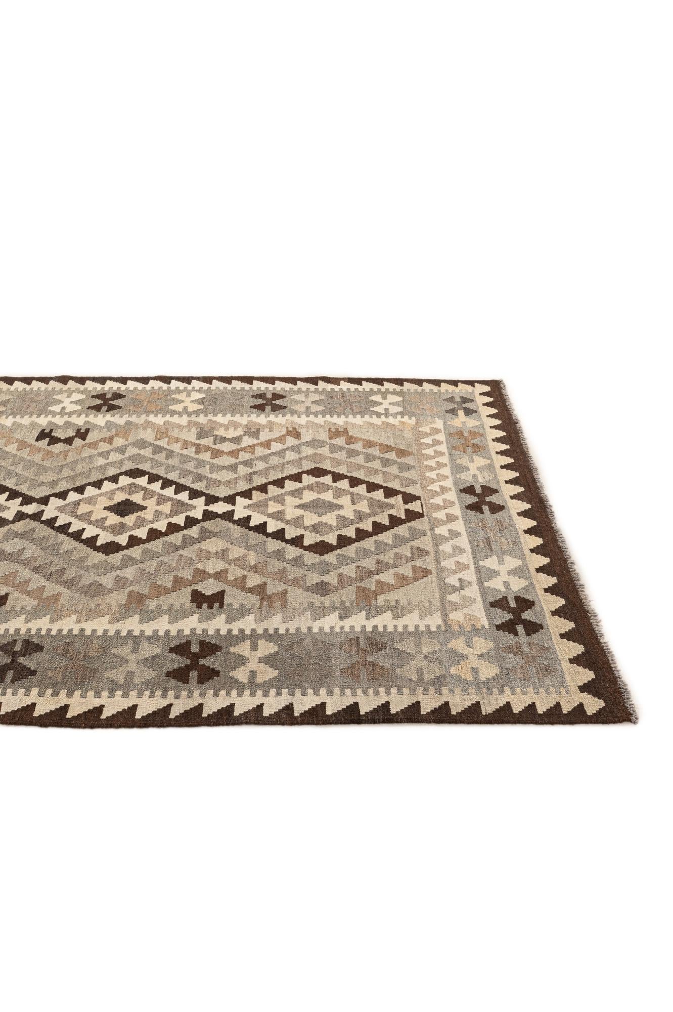 5' x 6' 4 Hand Woven Kilim Maymana Wool Rug