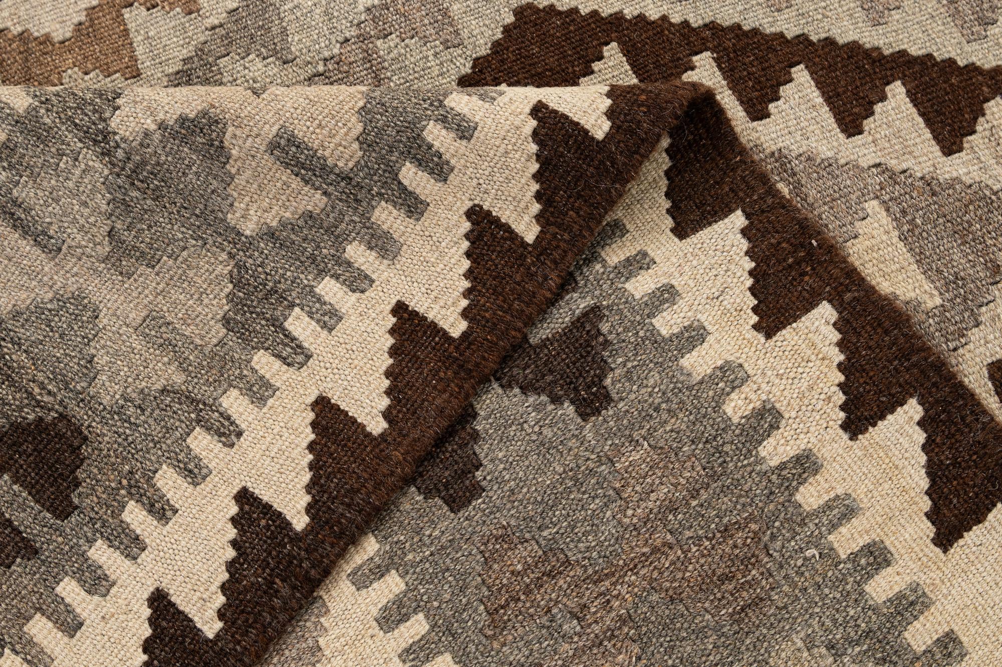 5' x 6' 4 Hand Woven Kilim Maymana Wool Rug