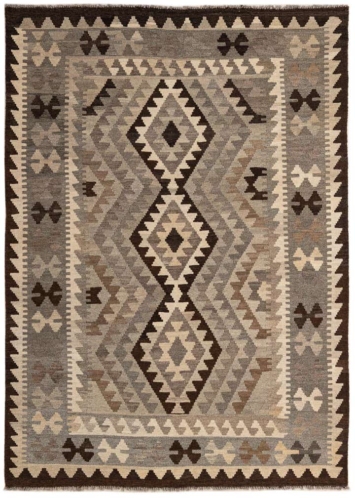 5' x 6' 4 Hand Woven Kilim Maymana Wool Rug