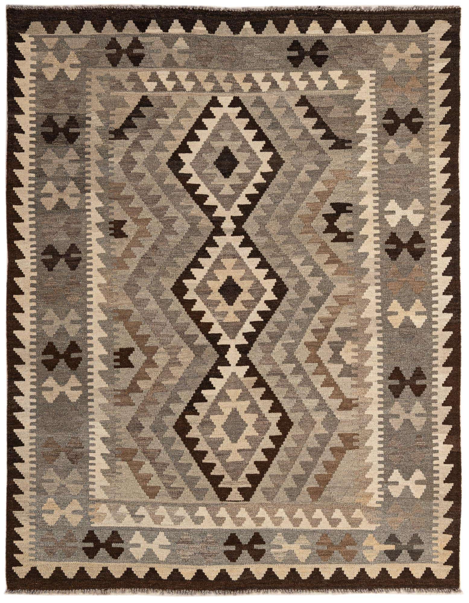 5' x 6' 4 Hand Woven Kilim Maymana Wool Rug