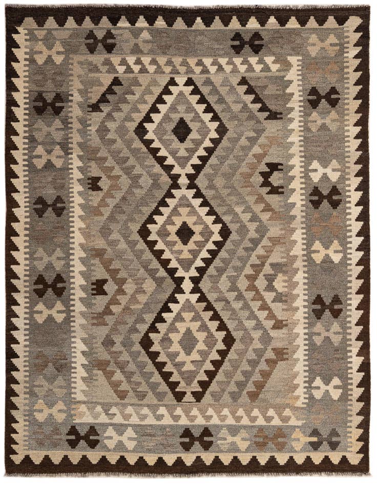 Detail image of 5' x 6' 4 Hand Woven Kilim Maymana Wool Rug