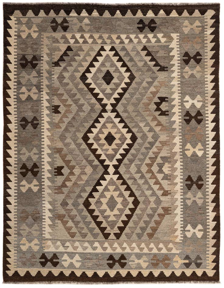 Detail image of 5' x 6' 4 Hand Woven Kilim Maymana Wool Rug