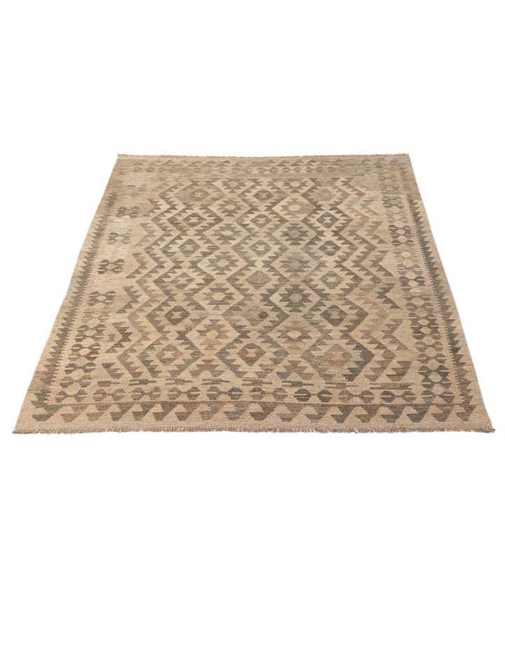 4' 10 x 6' 6 Hand Woven Kilim Maymana Wool Rug