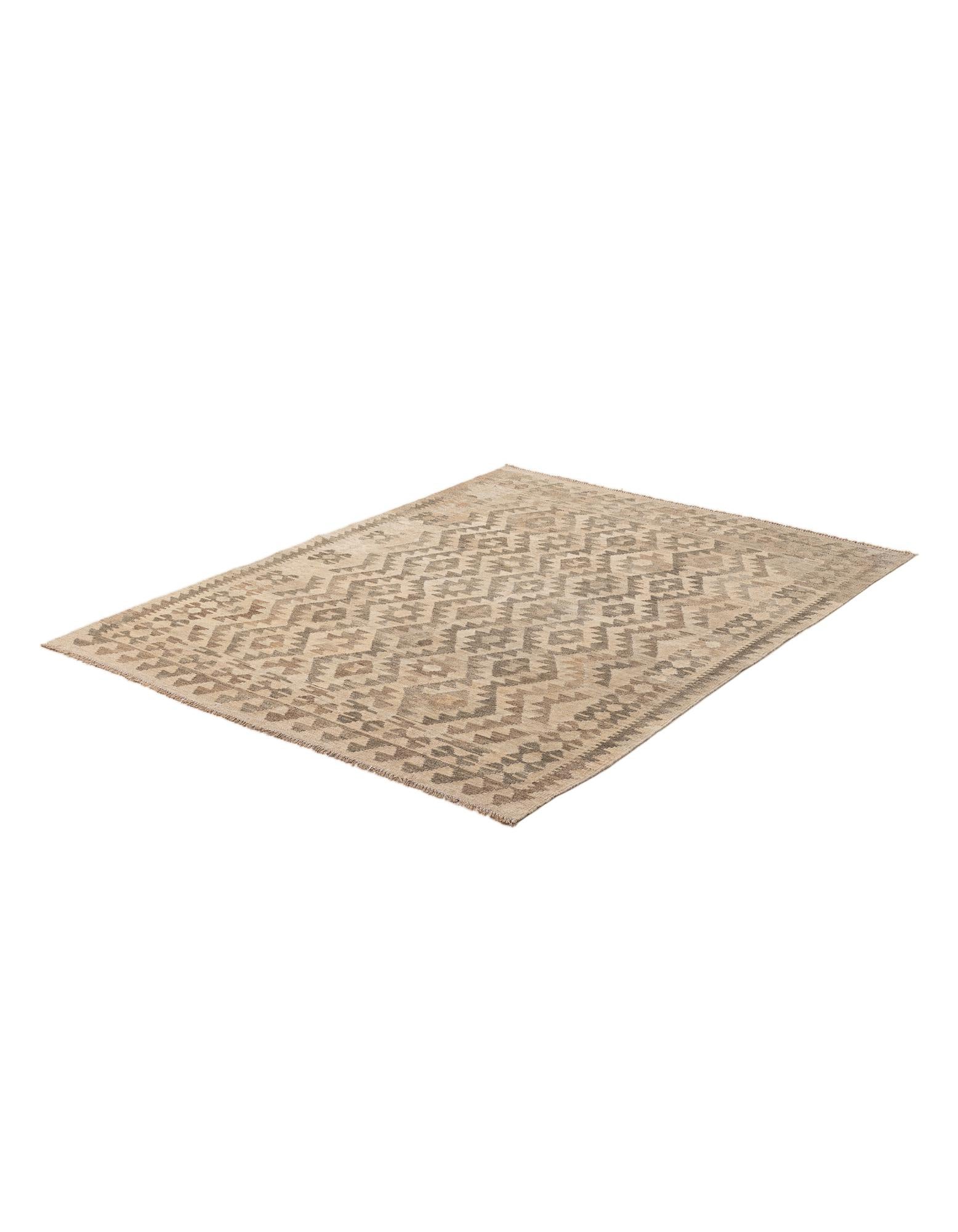 4' 10 x 6' 6 Hand Woven Kilim Maymana Wool Rug