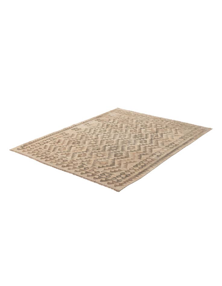 Detail image of 4' 10 x 6' 6 Hand Woven Kilim Maymana Wool Rug