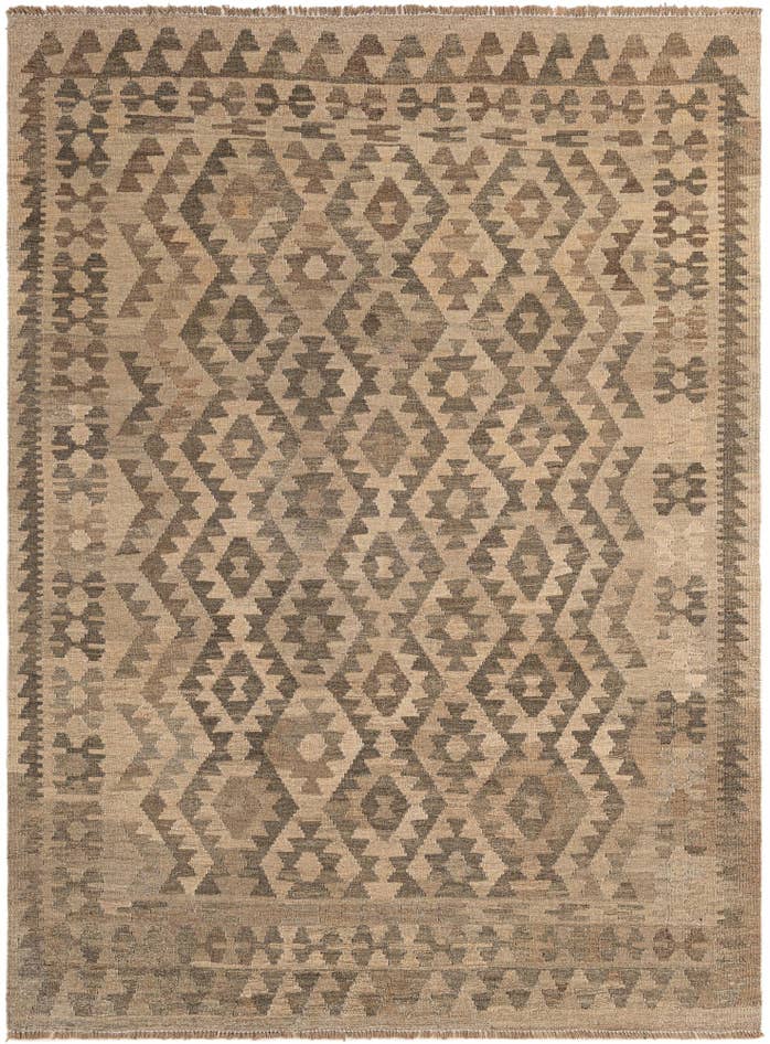 Detail image of 4' 10 x 6' 6 Hand Woven Kilim Maymana Wool Rug