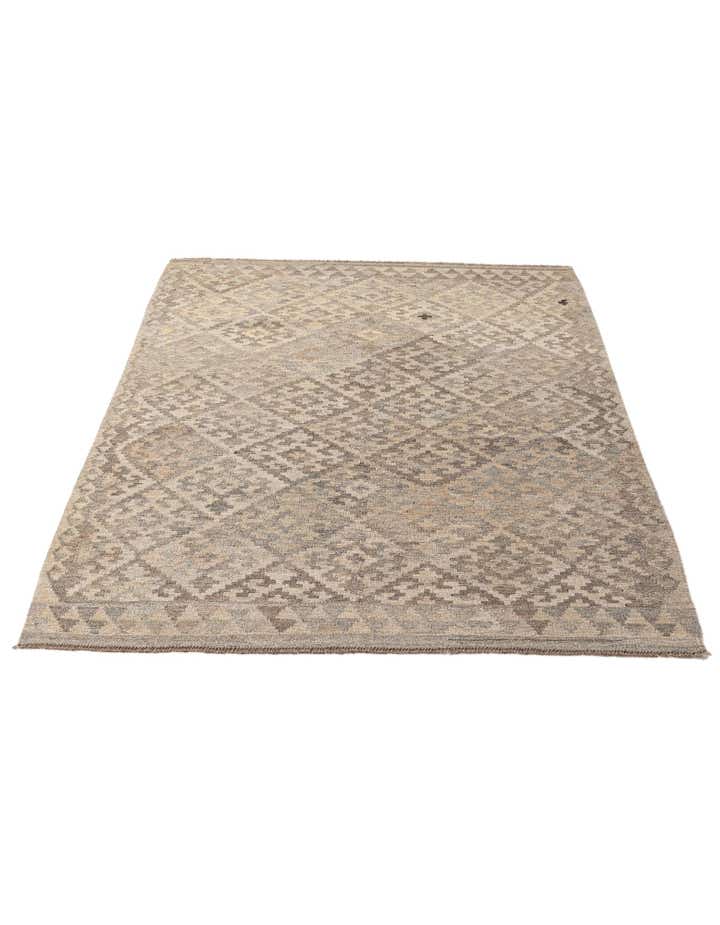 4' 10 x 6' 8 Hand Woven Kilim Maymana Wool Rug