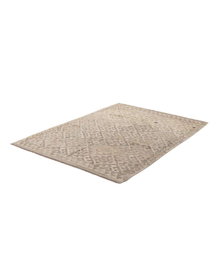 4' 10 x 6' 8 Hand Woven Kilim Maymana Wool Rug