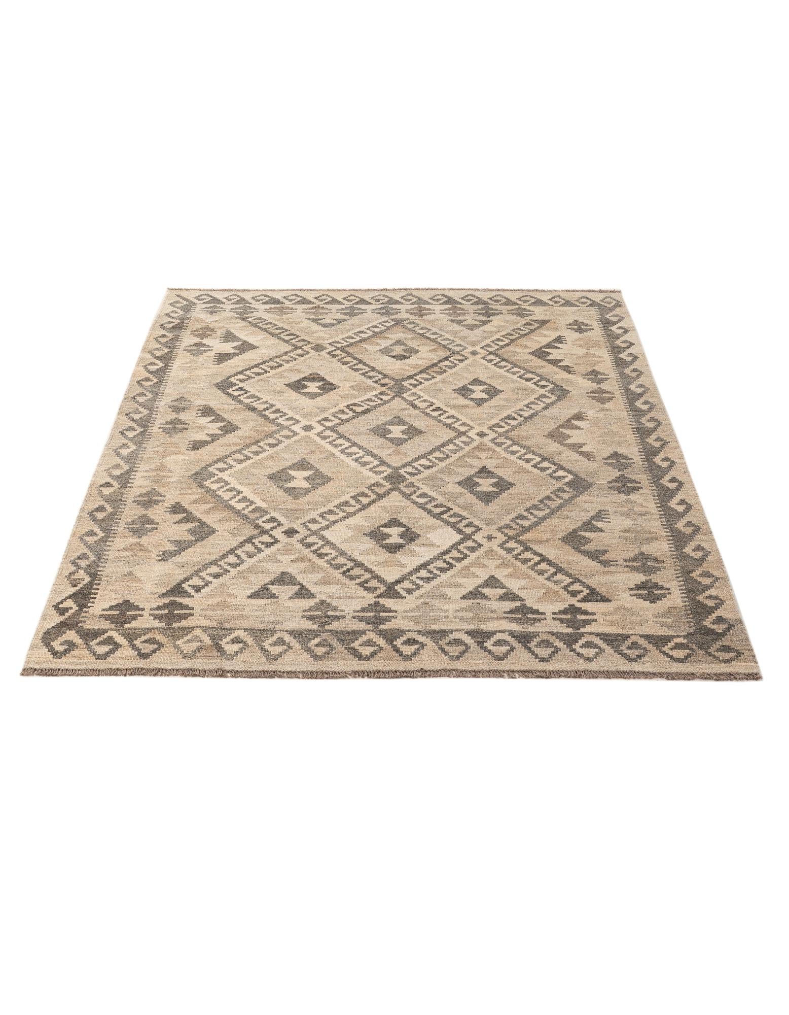5' 1 x 6' 7 Hand Woven Kilim Maymana Wool Rug