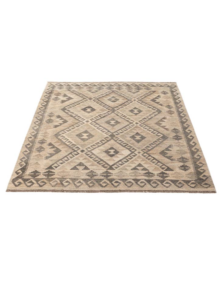 Detail image of 5' 1 x 6' 7 Hand Woven Kilim Maymana Wool Rug