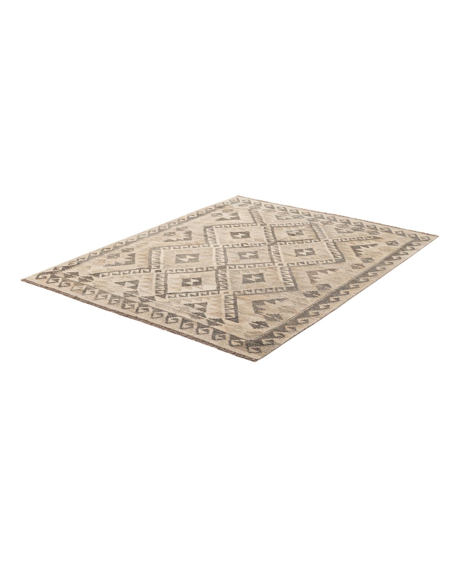5' 1 x 6' 7 Hand Woven Kilim Maymana Wool Rug