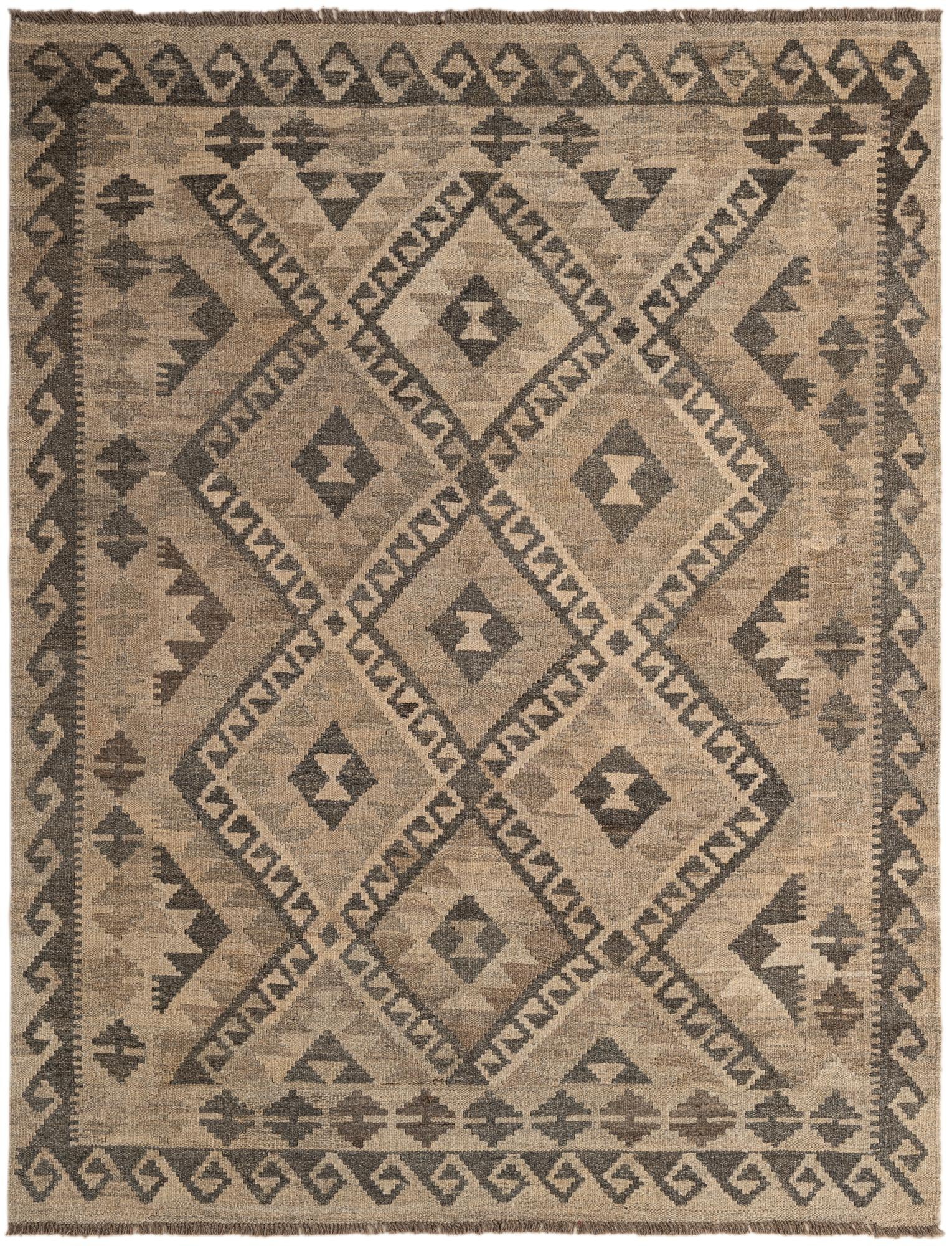 5' 1 x 6' 7 Hand Woven Kilim Maymana Wool Rug
