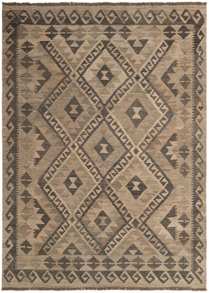5' 1 x 6' 7 Hand Woven Kilim Maymana Wool Rug