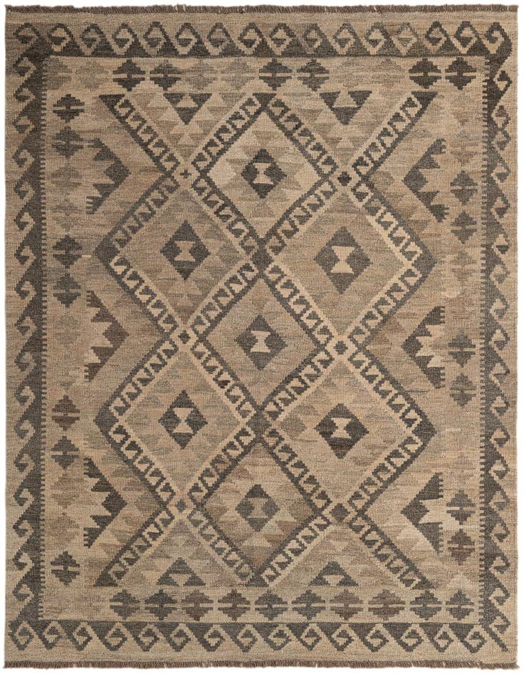 Detail image of 5' 1 x 6' 7 Hand Woven Kilim Maymana Wool Rug
