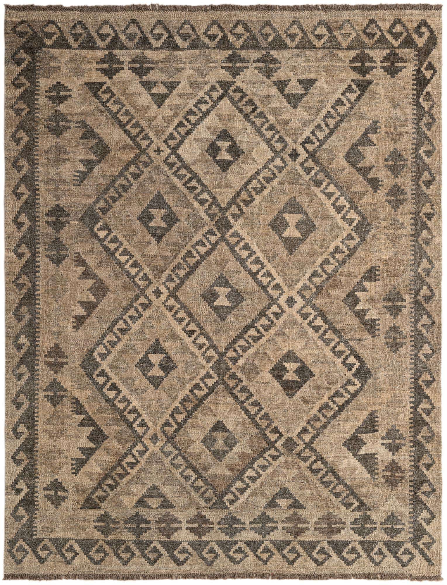 5' 1 x 6' 7 Hand Woven Kilim Maymana Wool Rug