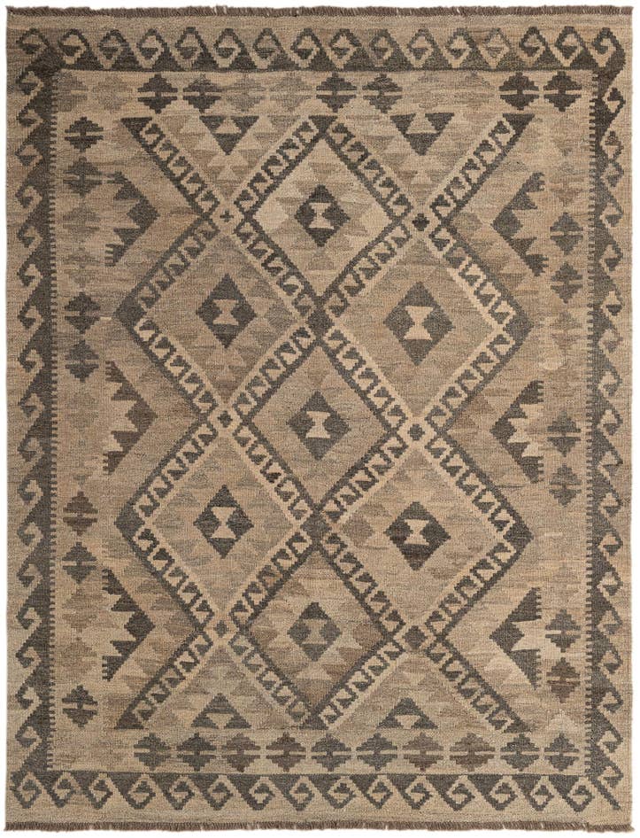 Detail image of 5' 1 x 6' 7 Hand Woven Kilim Maymana Wool Rug