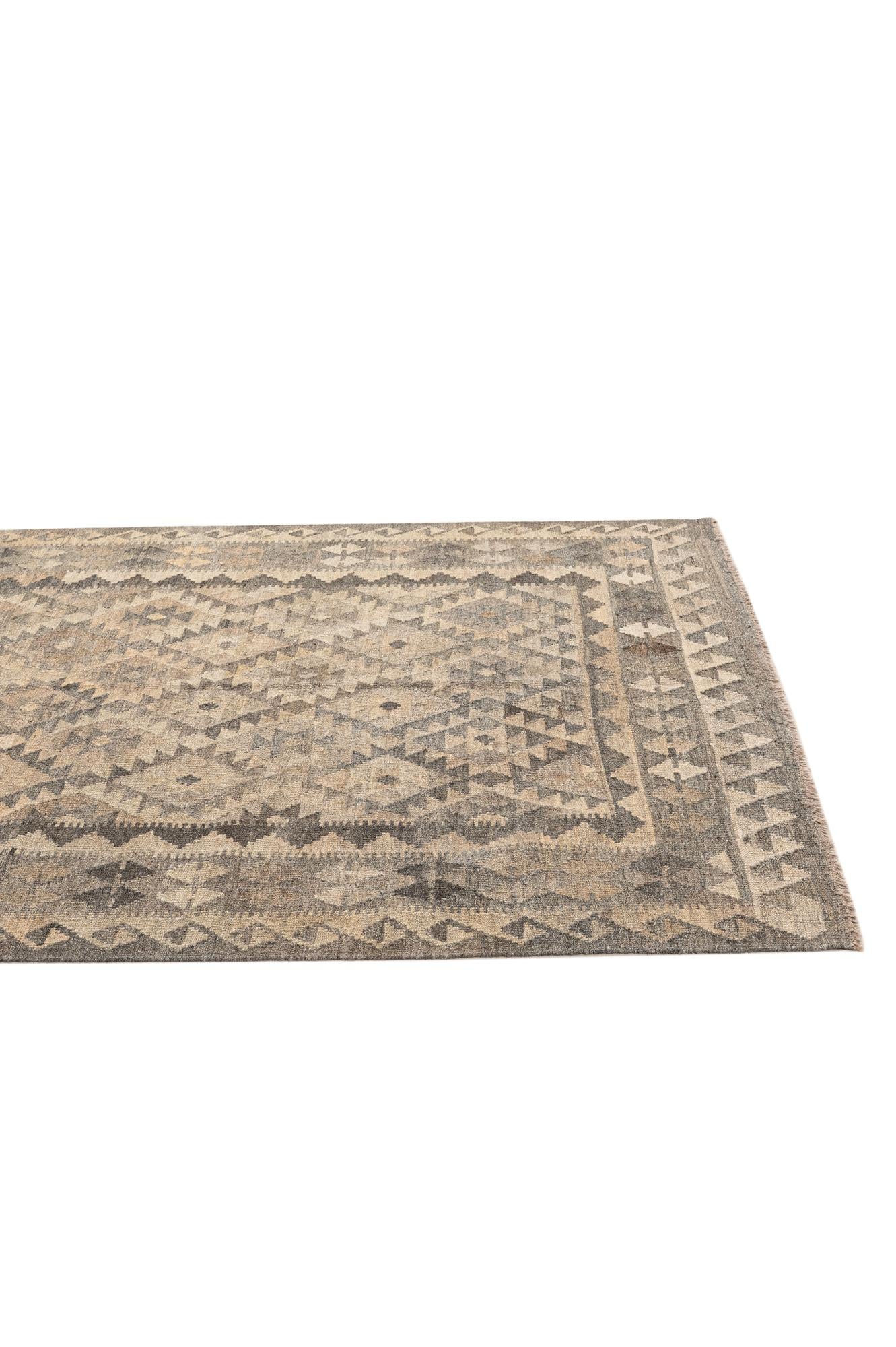 5' x 6' 7 Hand Woven Kilim Maymana Wool Rug