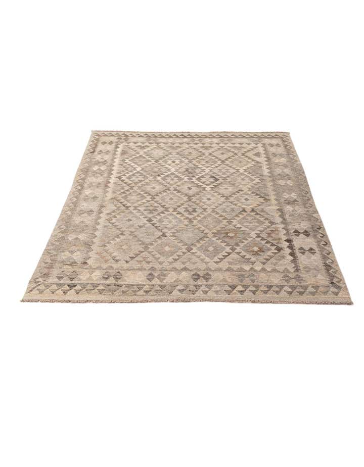 5' x 6' 9 Hand Woven Kilim Maymana Wool Rug