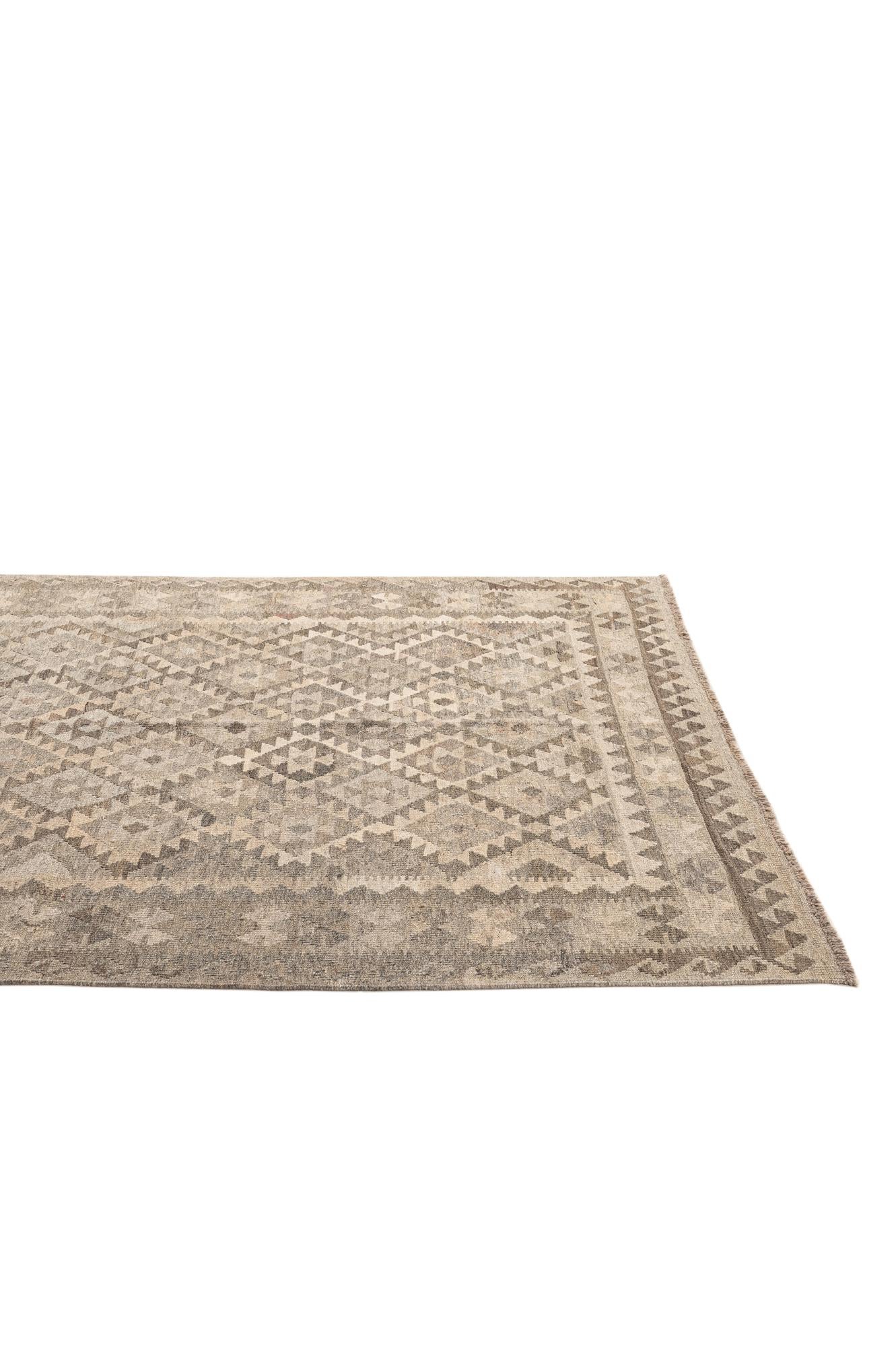 5' x 6' 9 Hand Woven Kilim Maymana Wool Rug