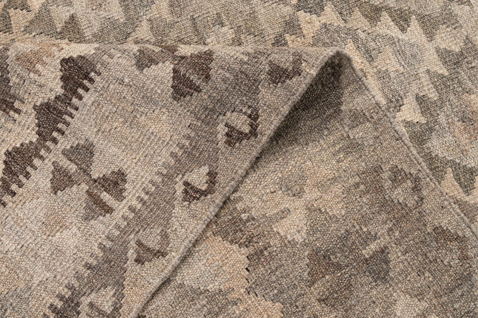 5' x 6' 9 Hand Woven Kilim Maymana Wool Rug