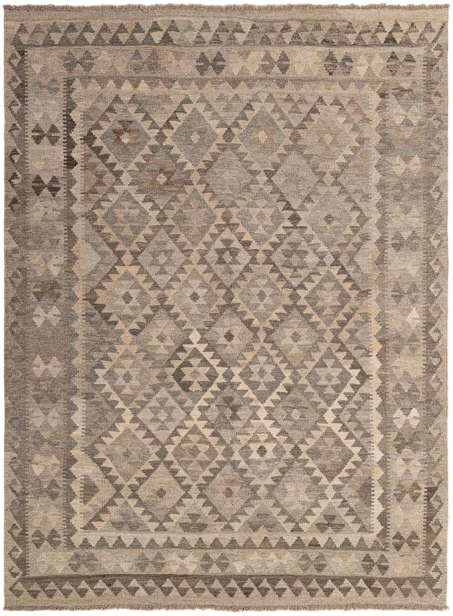 5' x 6' 9 Hand Woven Kilim Maymana Wool Rug