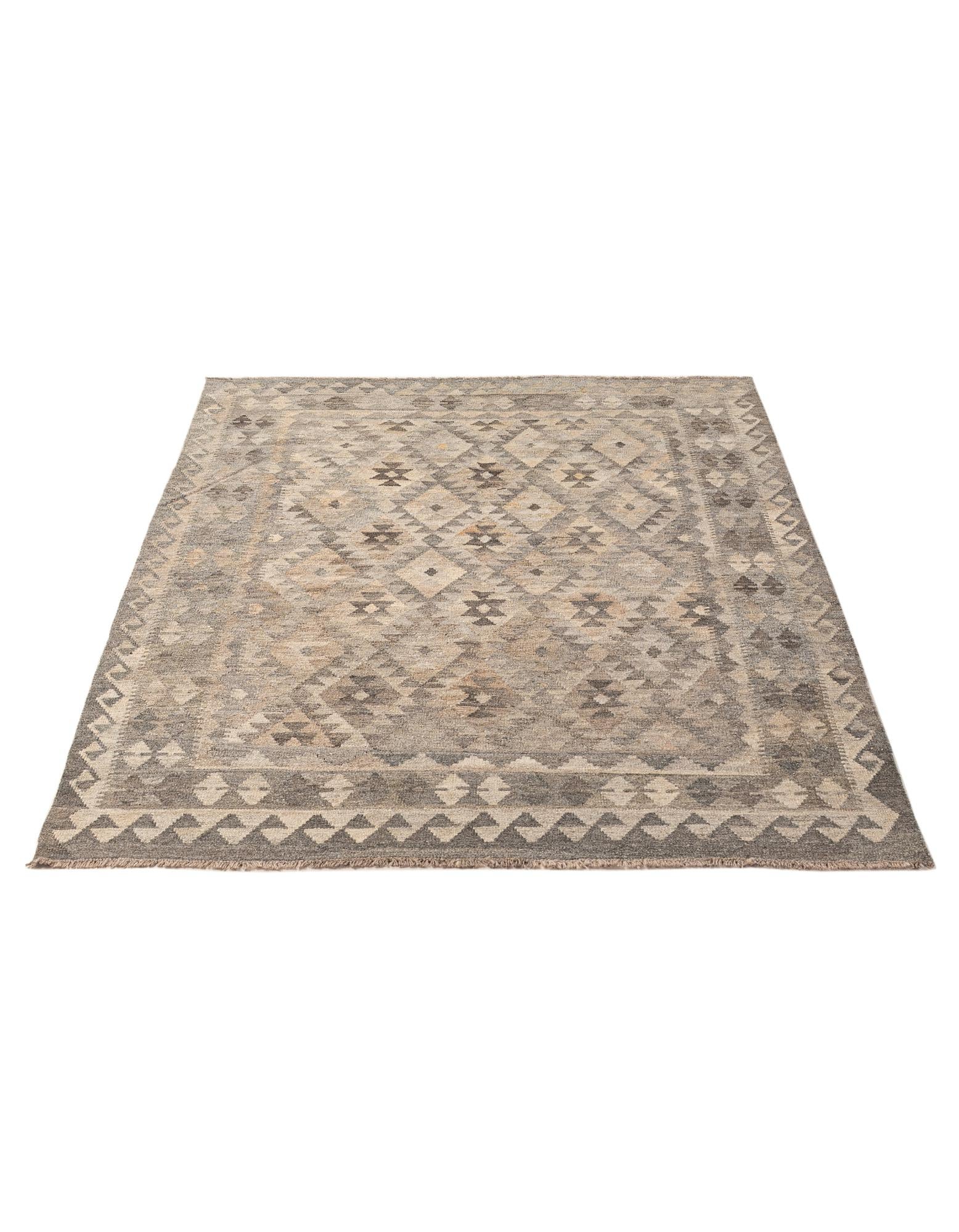 5' x 6' 8 Hand Woven Kilim Maymana Wool Rug