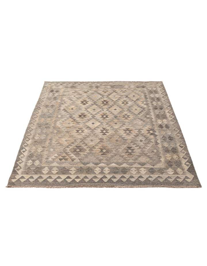 5' x 6' 8 Hand Woven Kilim Maymana Wool Rug