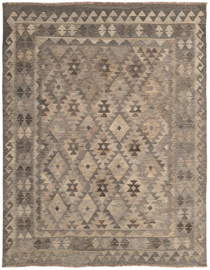 Detail image of 5' x 6' 8 Hand Woven Kilim Maymana Wool Rug