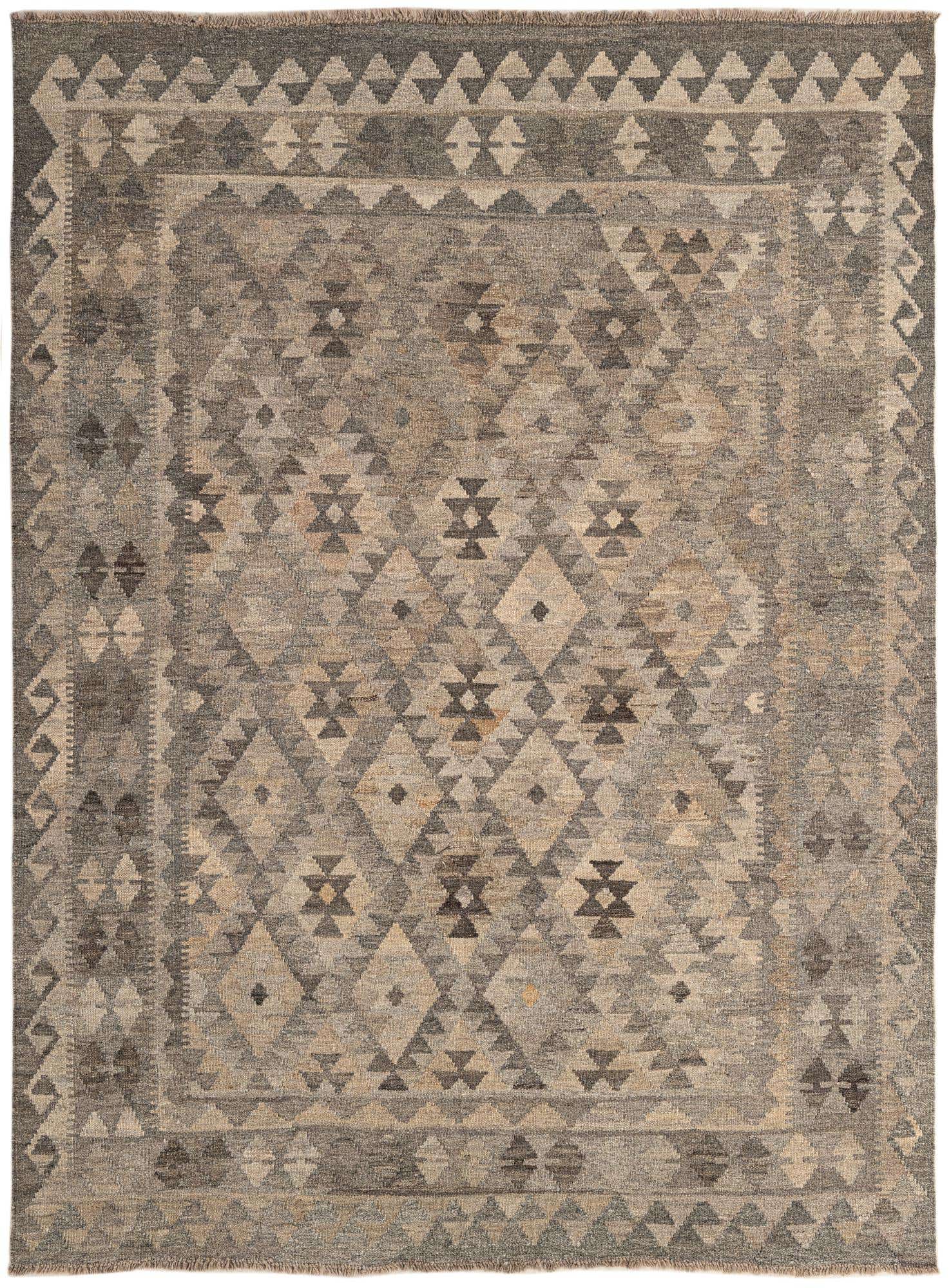 5' x 6' 8 Hand Woven Kilim Maymana Wool Rug