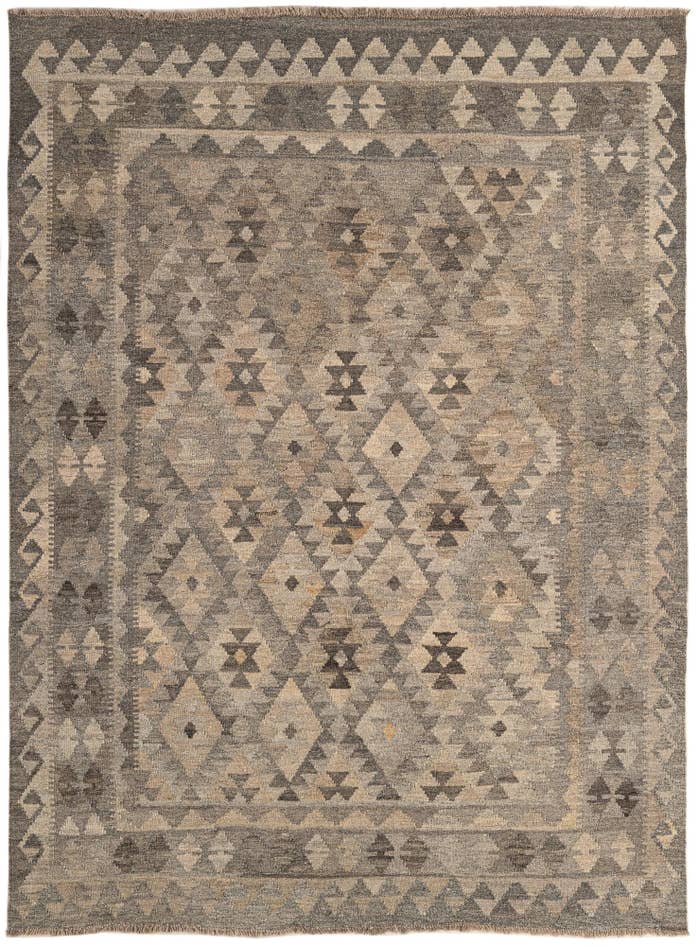 Detail image of 5' x 6' 8 Hand Woven Kilim Maymana Wool Rug