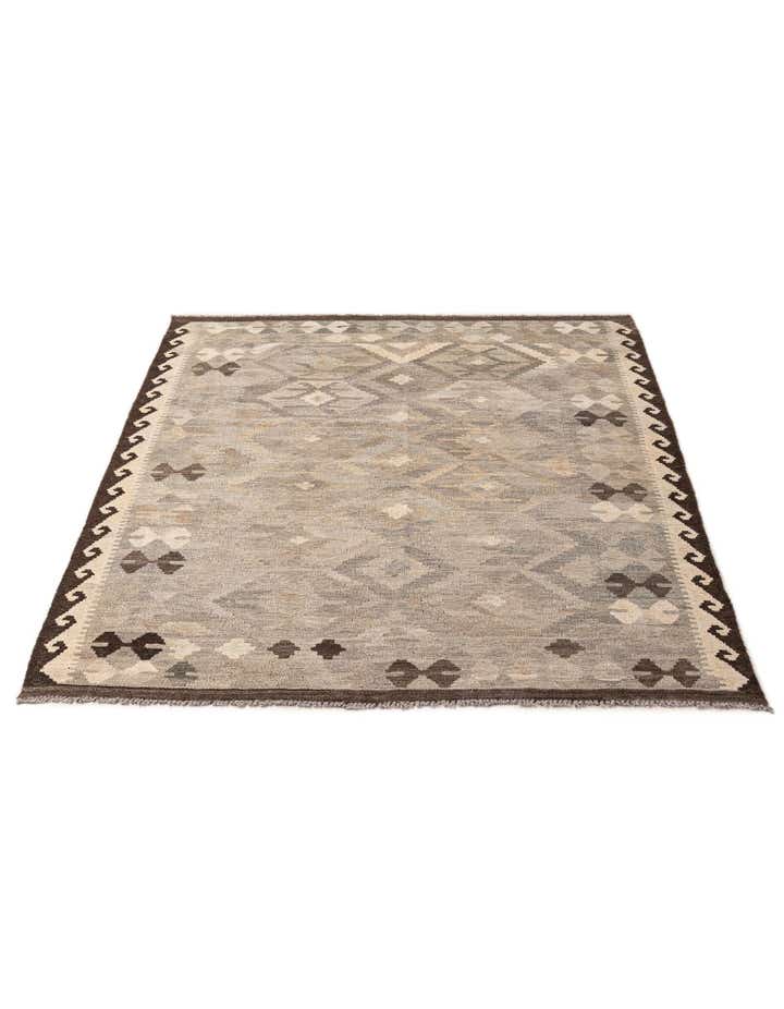 5' x 6' 8 Hand Woven Kilim Maymana Wool Rug