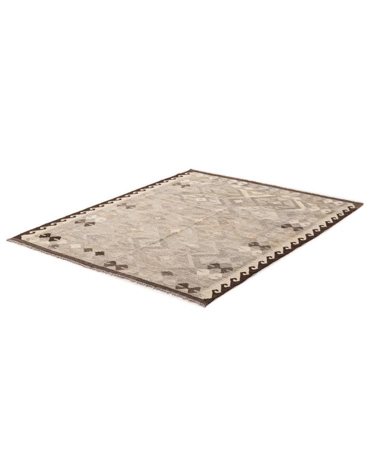 Detail image of 4' 11 x 6' 5 Hand Woven Kilim Maymana Wool Rug