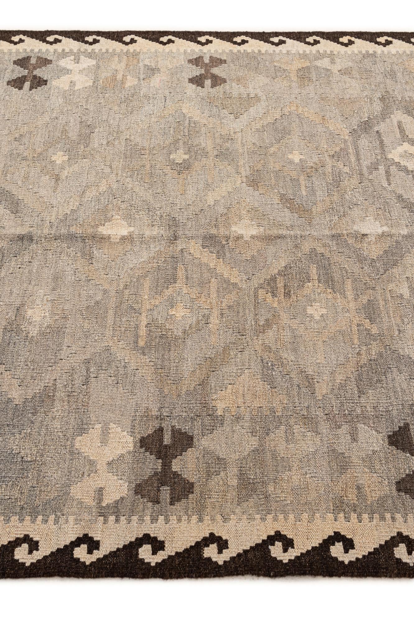 4' 11 x 6' 5 Hand Woven Kilim Maymana Wool Rug