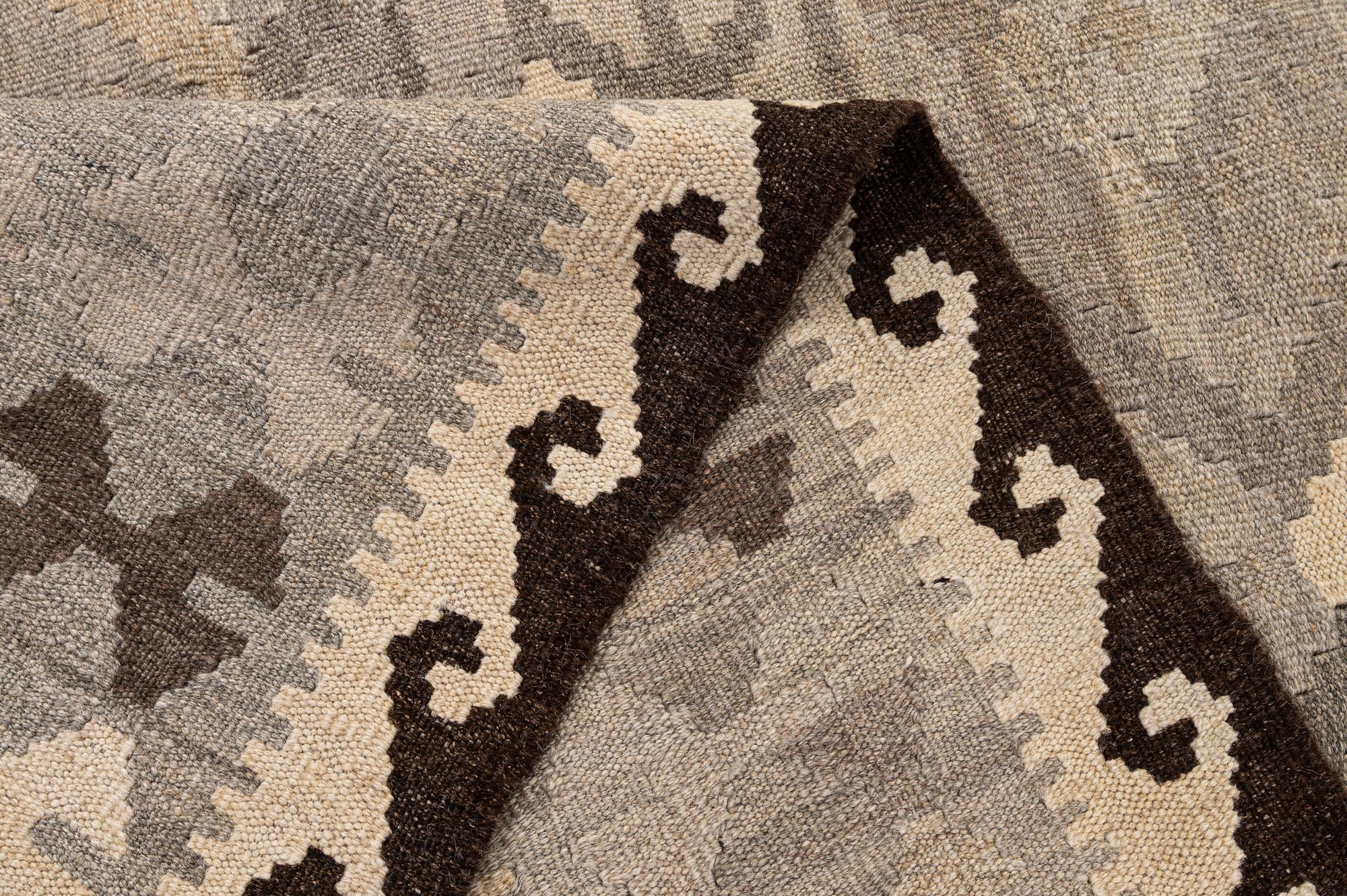 4' 11 x 6' 5 Hand Woven Kilim Maymana Wool Rug