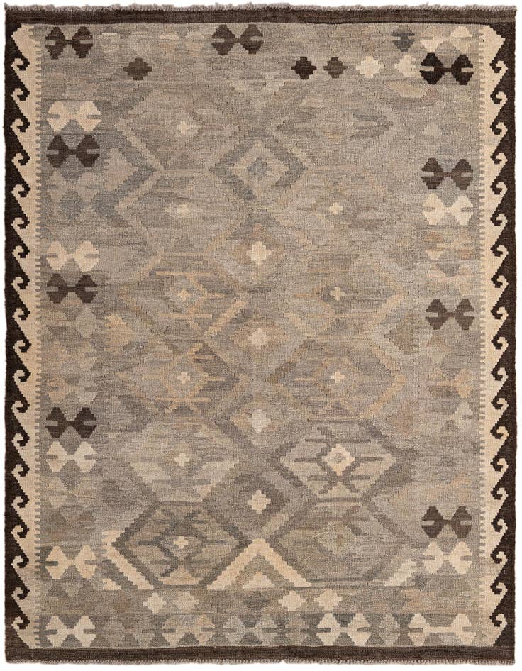 Detail image of 4' 11 x 6' 5 Hand Woven Kilim Maymana Wool Rug