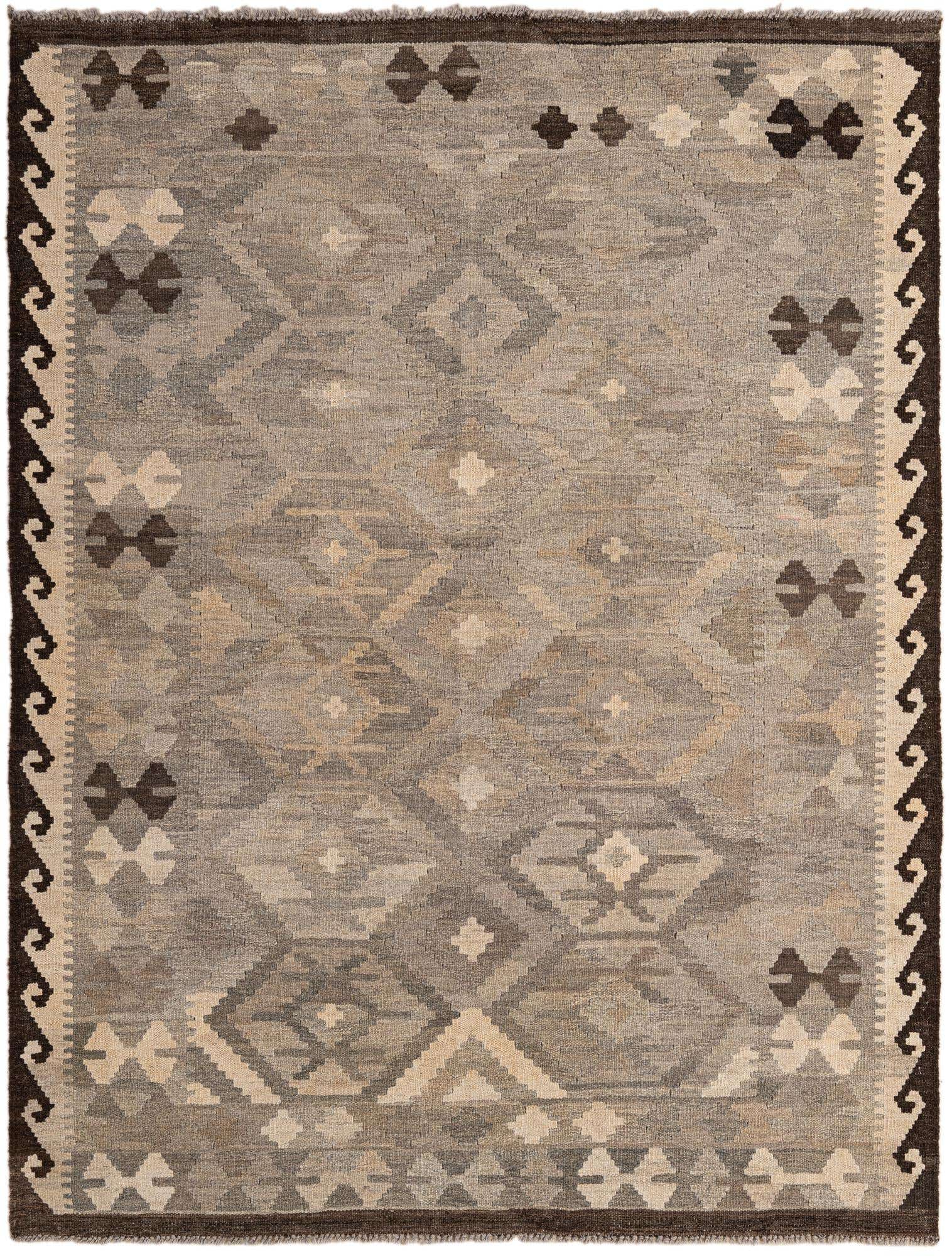 4' 11 x 6' 5 Hand Woven Kilim Maymana Wool Rug