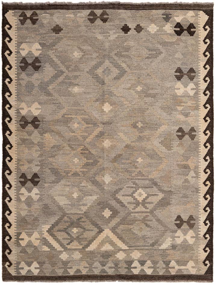 Detail image of 4' 11 x 6' 5 Hand Woven Kilim Maymana Wool Rug