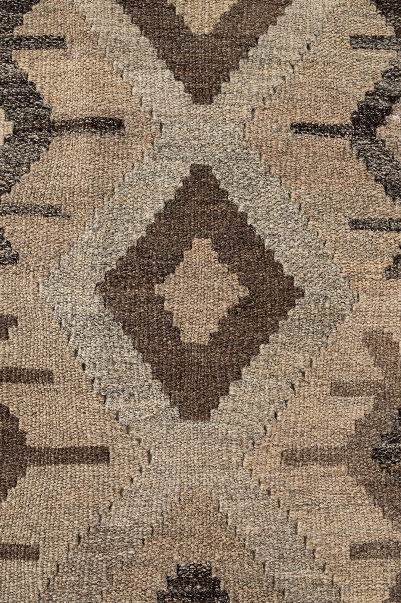 5' x 6' 6 Hand Woven Kilim Maymana Wool Rug